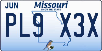 MO license plate PL9X3X