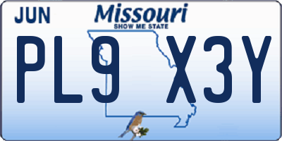 MO license plate PL9X3Y