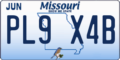 MO license plate PL9X4B