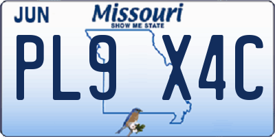 MO license plate PL9X4C