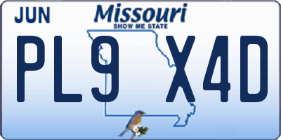 MO license plate PL9X4D
