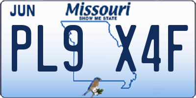 MO license plate PL9X4F
