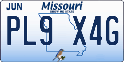 MO license plate PL9X4G