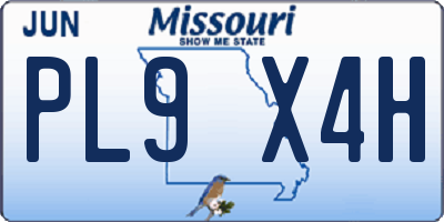 MO license plate PL9X4H