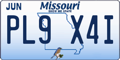 MO license plate PL9X4I
