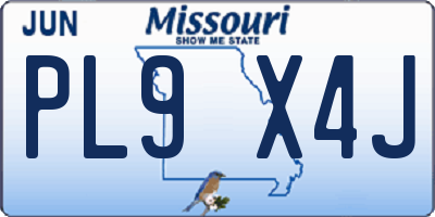 MO license plate PL9X4J