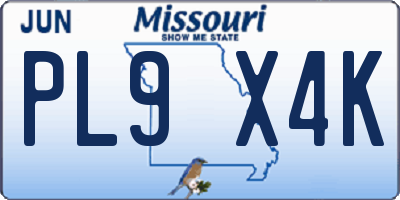 MO license plate PL9X4K
