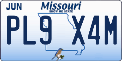 MO license plate PL9X4M