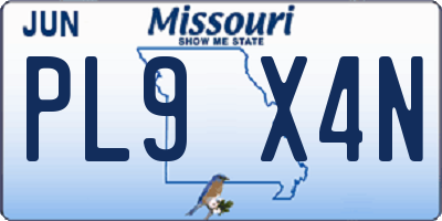 MO license plate PL9X4N