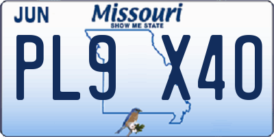 MO license plate PL9X4O