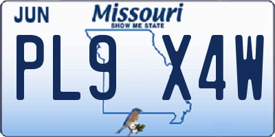 MO license plate PL9X4W