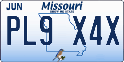 MO license plate PL9X4X