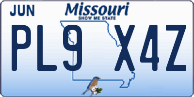 MO license plate PL9X4Z