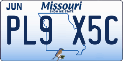 MO license plate PL9X5C