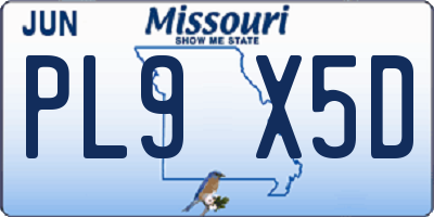 MO license plate PL9X5D
