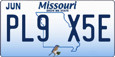 MO license plate PL9X5E