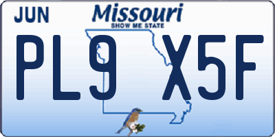 MO license plate PL9X5F