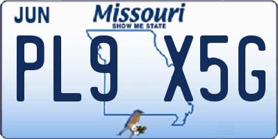 MO license plate PL9X5G