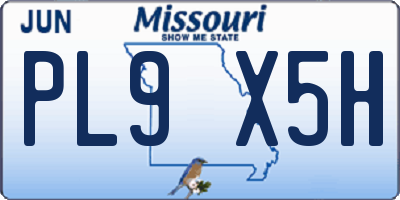 MO license plate PL9X5H