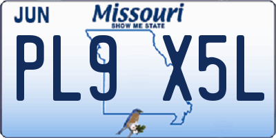 MO license plate PL9X5L