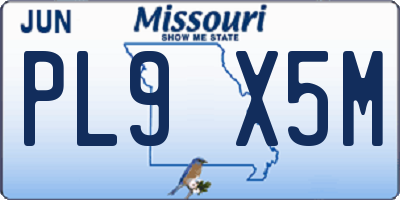 MO license plate PL9X5M