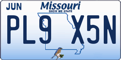MO license plate PL9X5N
