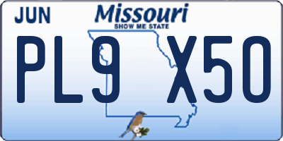 MO license plate PL9X5O