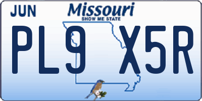 MO license plate PL9X5R