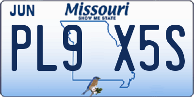 MO license plate PL9X5S