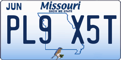 MO license plate PL9X5T