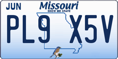 MO license plate PL9X5V