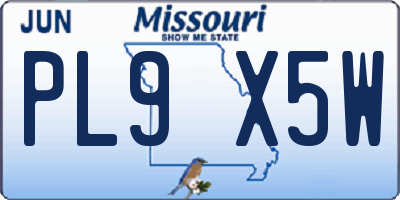 MO license plate PL9X5W