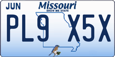 MO license plate PL9X5X