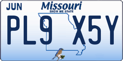 MO license plate PL9X5Y