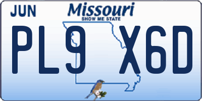 MO license plate PL9X6D