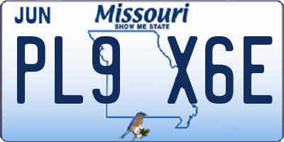 MO license plate PL9X6E
