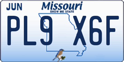 MO license plate PL9X6F