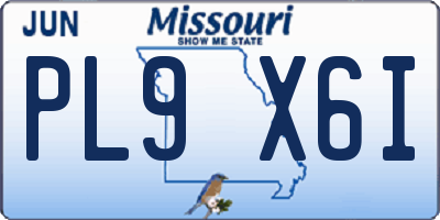 MO license plate PL9X6I