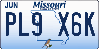 MO license plate PL9X6K