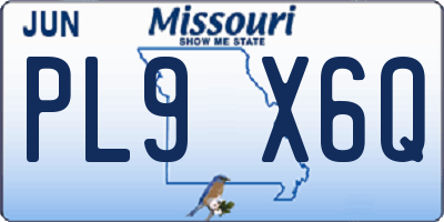 MO license plate PL9X6Q