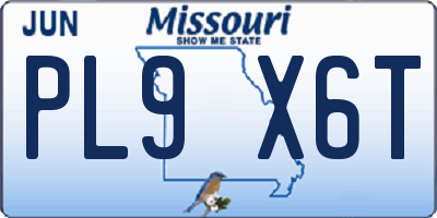 MO license plate PL9X6T