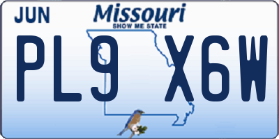 MO license plate PL9X6W