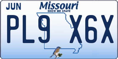 MO license plate PL9X6X
