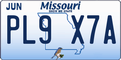 MO license plate PL9X7A