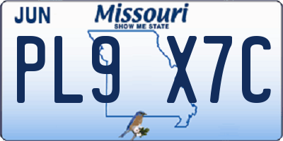 MO license plate PL9X7C