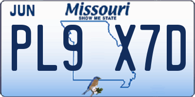 MO license plate PL9X7D