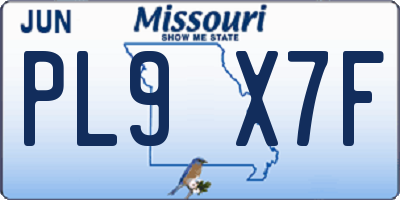 MO license plate PL9X7F