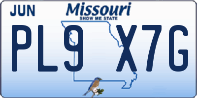 MO license plate PL9X7G