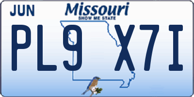 MO license plate PL9X7I