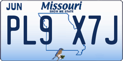 MO license plate PL9X7J